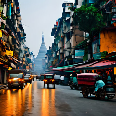 View of the street in Bangkok, Thailandの素材