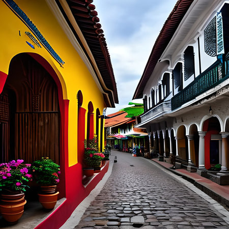 Colorful architecture of the old town of Cartagena, Colombiaの素材