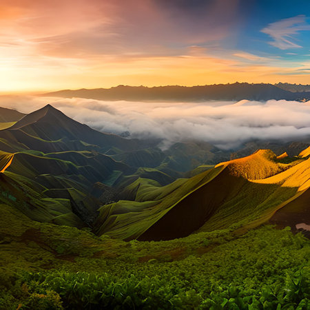 Sunrise over the hills of Maui, Hawaii, USA.の素材