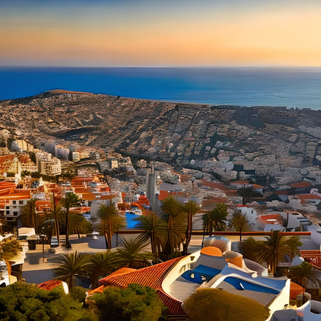 Aerial view of the city of Rhodes, Greece, Europe.の素材