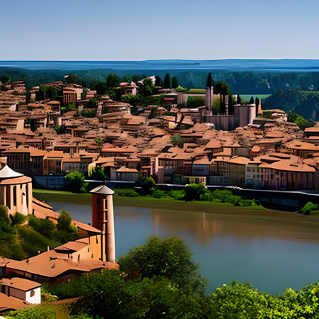 Panoramic view of the city of Bologna, Italyの素材