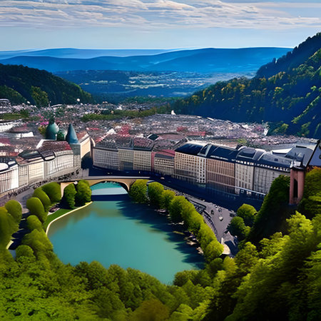 Aerial view of Karlovy Vary (Carlsbad), Czech Republicの素材