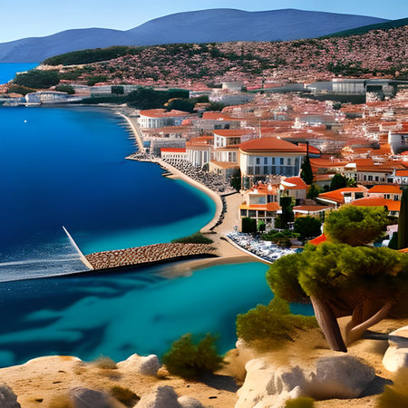 Beautiful panoramic view of the Adriatic Sea in Croatiaの素材