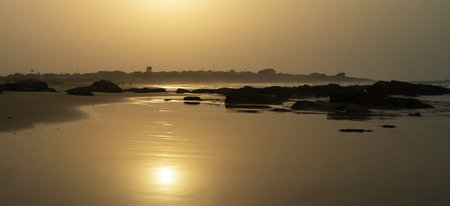 Sunset at the beach in Hampi, Karnataka, India