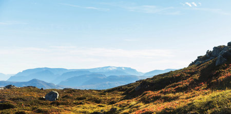 Panoramic view of the mountains in autumn, Carpathians, Ukraineの写真素材