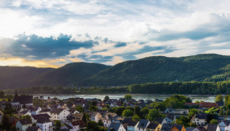 Panoramic view of the town of Heidelberg, Germanyの写真素材