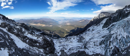 Panoramic view of the Swiss Alps from Mont Blanc, France