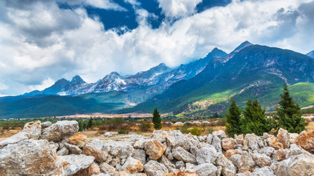 Panoramic view of the mountains in the Crimea, Ukraine.の写真素材
