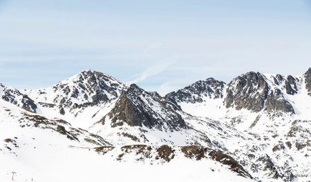 Snowy mountains of the Caucasus in winter, Georgia, region Gudauri.の写真素材