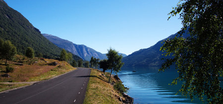 Panoramic view of Aurlandsfjord, Norway.