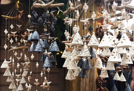 Christmas market in Riga, Latvia. Decorations and souvenirsの写真素材