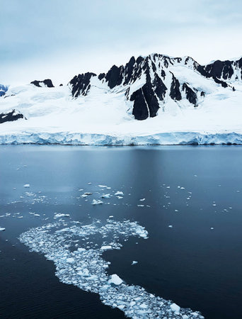 Antarctic landscape with icebergs and ice floes in Antarctica