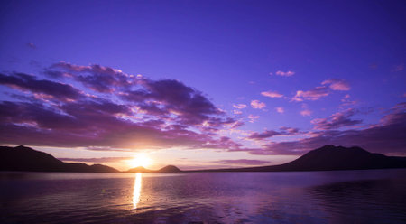 Sunset on Lake Tahoe, California, United States of Americaの写真素材