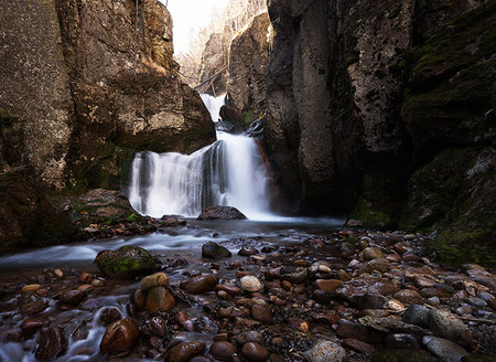 Beautiful waterfall in the mountains. Long exposure. Long exposure.