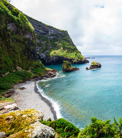 Landscape of the coast of the Azores Islands. Portugal.の写真素材