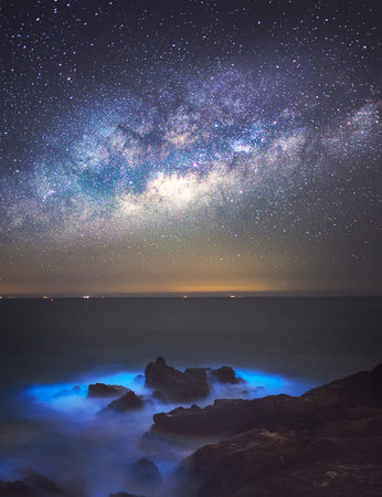 Milky Way over the Atlantic Ocean in Tenerife Canary Islands Spainの写真素材