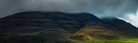 Panoramic view of the mountains and valleys of Scotland, UK