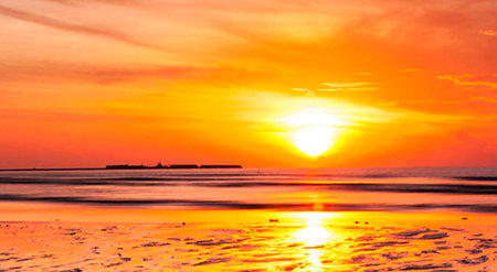 Beautiful sunset on the beach. Nature background. Landscape.の写真素材