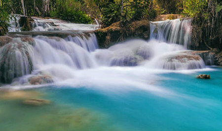 Huay Mae Khamin waterfall in Kanchanaburi, Thailandの写真素材