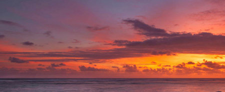 Beautiful sunset on the beach in Bali, Indonesia. Panorama