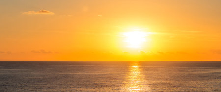 Sunset over the sea. Panoramic viewの写真素材