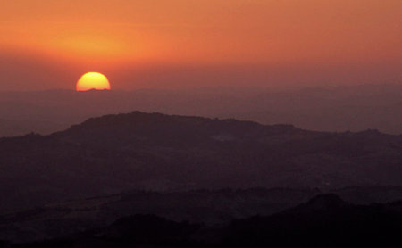 Sunset over the hills of Jeddah, Saudi arabiaの写真素材