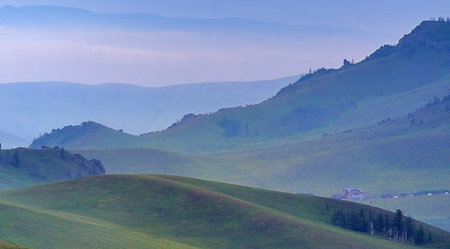 Beautiful landscape in the highlands of Transylvania, Romaniaの写真素材