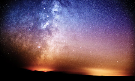 Milky Way galaxy with stars and space dust in the universe.の写真素材