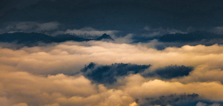 Fog and cloud in the morning at Doi Inthanon National Park, Chiang Mai, Thailandの写真素材