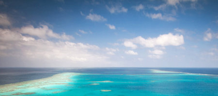 Panoramic view of a tropical coral reef in the Maldivesの写真素材