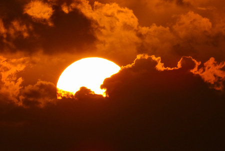 Sunset with clouds in the sky, beautiful photo digital picture.