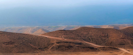 Panoramic view of the mountains in the highlands of Moroccoの写真素材