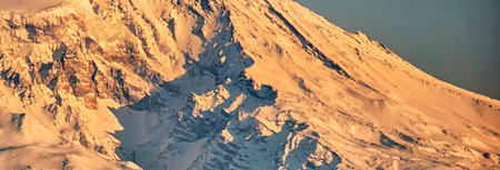 Aerial view of a mountain peak.の写真素材