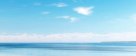 Panoramic view of the Baltic Sea in Kolobrzeg, Polandの写真素材