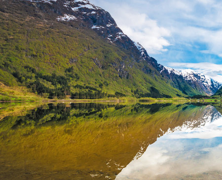 Natural landscape of Norway. Mountains, lakes and fjords.