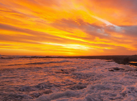 Sunset on the Atlantic Ocean in Tenerife Canary Islands Spain