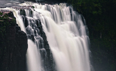 Waterfall in the national park Sumava-Czech Republic.の写真素材