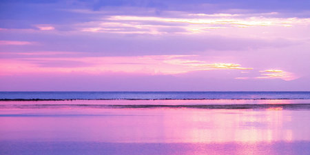 Beautiful sunset over the sea in twilight time,Thailand.の写真素材