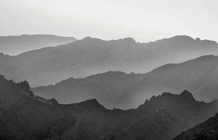 Mountains in the Sinai desert, Egypt. Black and white photo.の写真素材