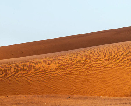 the empty quarter  and outdoor  sand  dune in oman old desert rub al khaliの写真素材