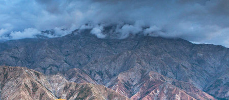 Panoramic view of Himalaya mountain range in Ladakh, Indiaの写真素材
