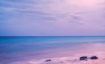 beautiful sunset on the beach in the tropics. long exposureの写真素材