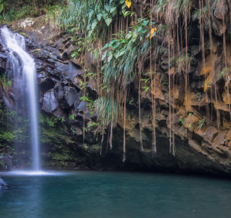 Waterfall in deep forest, Kanchanaburi province, Thailandの写真素材