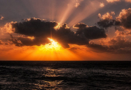 Sunset on the Atlantic Ocean in Tenerife Canary Islands Spain