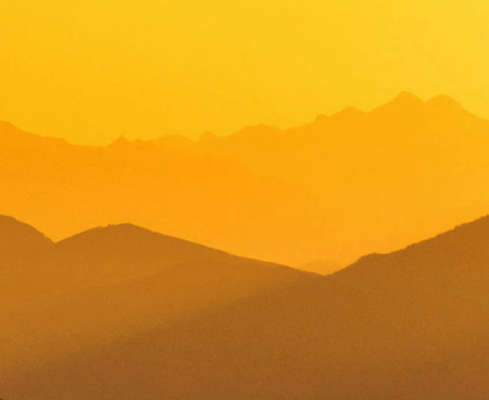 Mountains in the background of the setting sun. Landscape.の写真素材