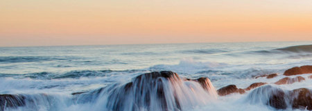 Beautiful sunset on the sea. Seascape. Panorama