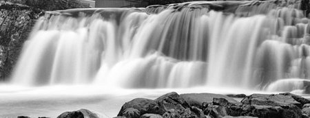 Long exposure of a waterfall in black and white. High quality photoの写真素材