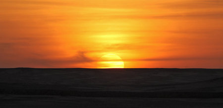 Sunset over the Sahara desert in Morocco. Africa. Africa.の写真素材