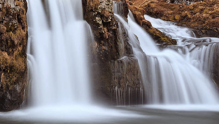 Long exposure of a waterfall in the Cumbria region of Englandの写真素材