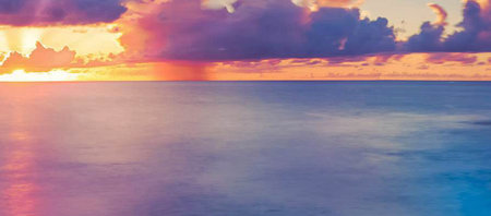 Sunset over the sea. Panoramic seascape.の写真素材